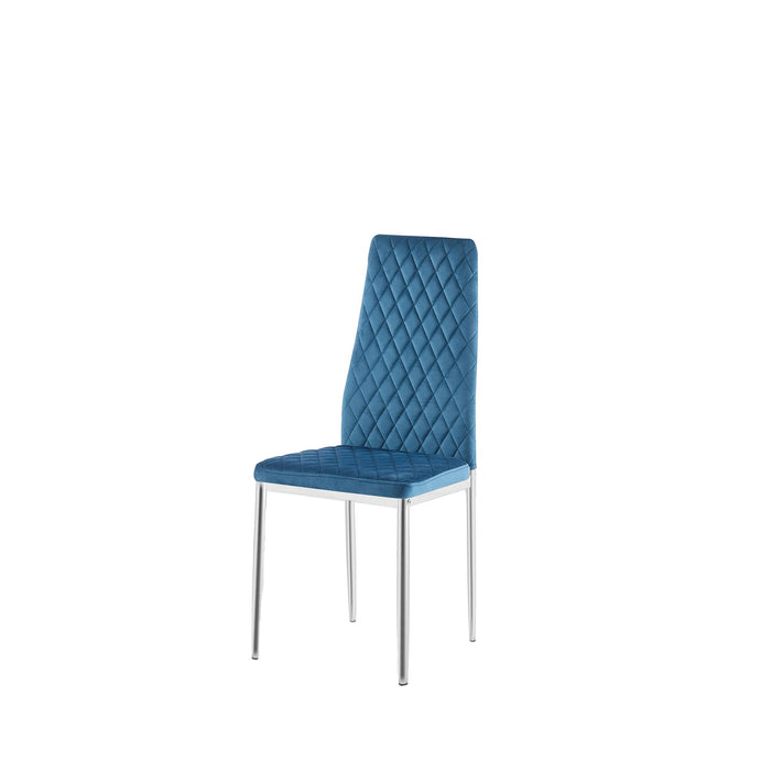 Modern Simple Style Dining Chair Fabric Chrome Metal Pipe Diamond Grid Pattern Restaurant Home Conference Chair