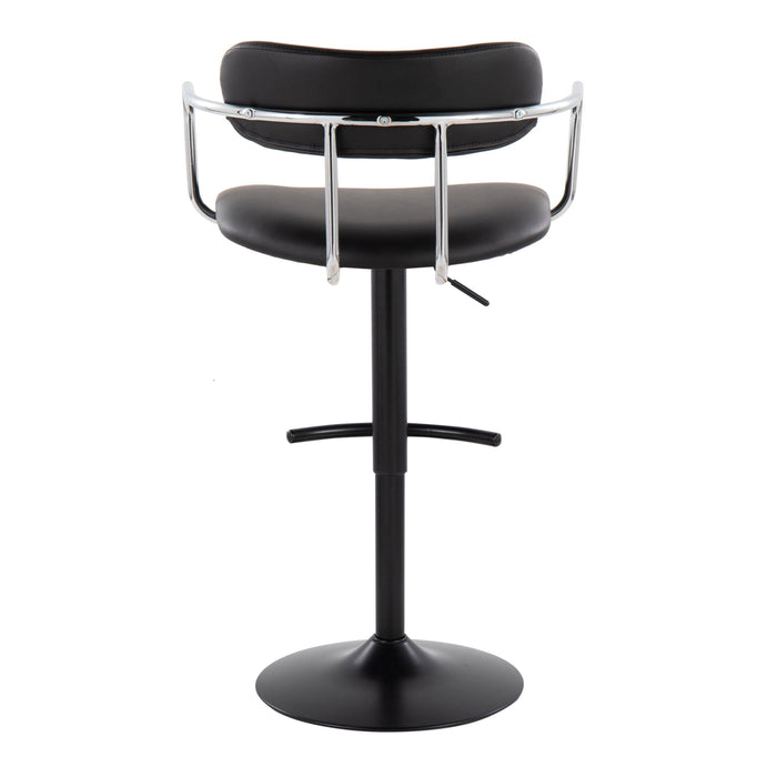 Demi - Contemporary Adjustable Height Barstool With Swivel With Rounded T Footrest (Set of 2)