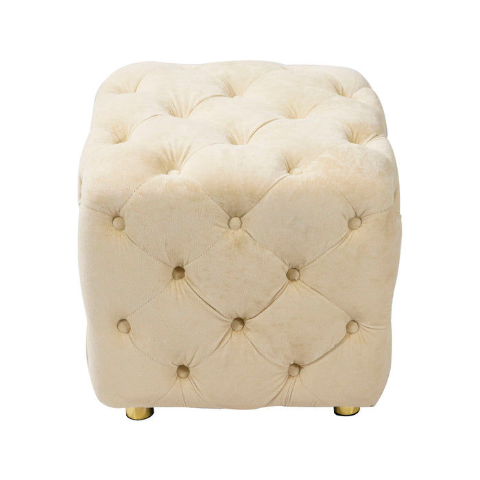 Modern Velvet Upholstered Ottoman, Exquisite Small End Table, Soft Foot Stool, Dressing Makeup Chair, Comfortable Seat For Living Room, Bedroom, Entrance