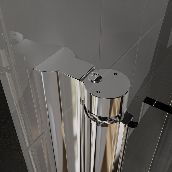 Semi-Frameless Pivot Shower Door In Chrome With Clear Glass - Chrome