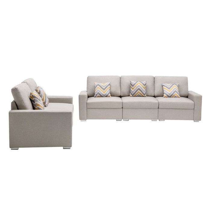 Nolan - Linen Fabric Sofa And Loveseat Living Room With Pillows And Interchangeable Legs
