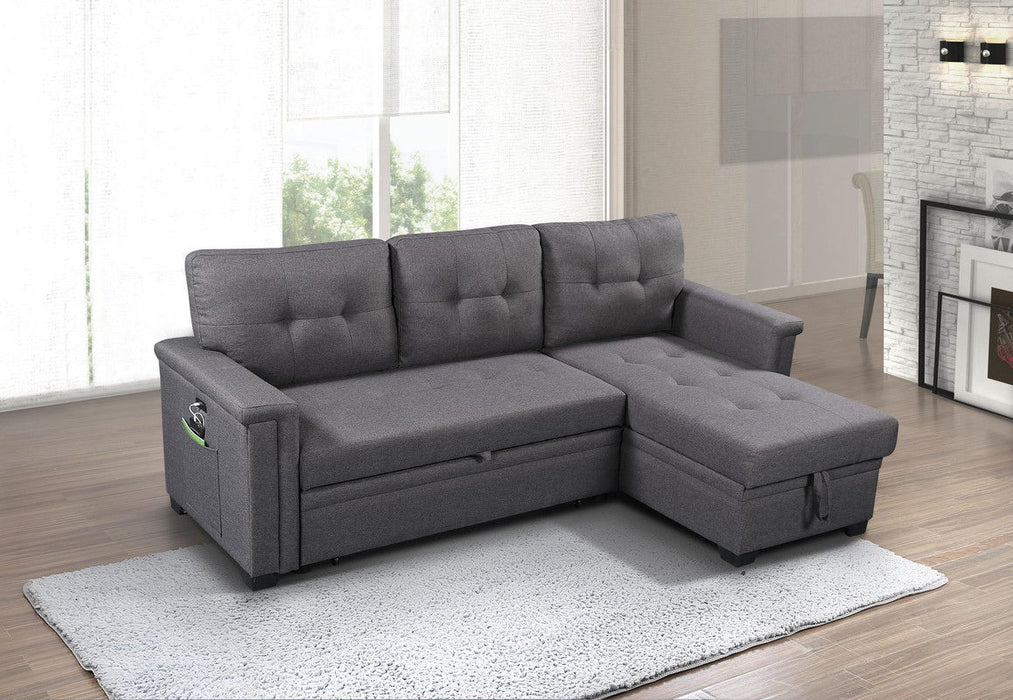 Ashlyn - Reversible Sleeper Sectional Sofa With Storage Chaise, USB Charging Ports And Pocket