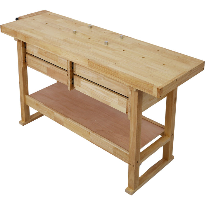 Workbench With 4 Drawers Wooden Workbench For Garage Workshop And Home - Natural