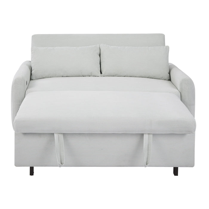 Pull-Out Sofa Bed Convertible Couch 2 Seat Loveseat Sofa Modern Sleeper Sofa With Two Throw Pillows And USB Ports For Living Room