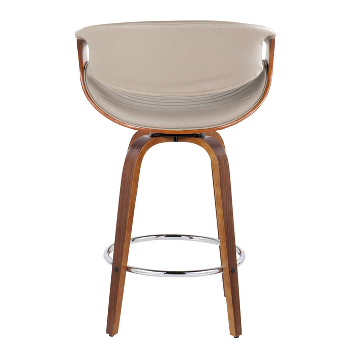 Symphony - Mid Century Modern Fixed Height Counter Stool & Swivel With Round Footrest (Set of 2)