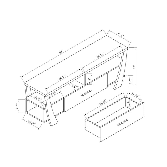 Contemporary TV Stand With Four Shelves And One Drawer