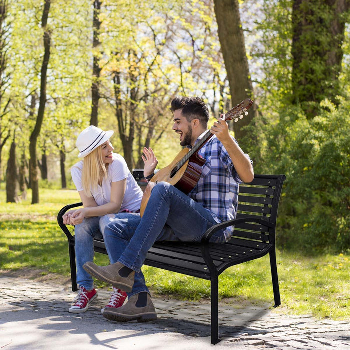 Patio Bench Steel - Black