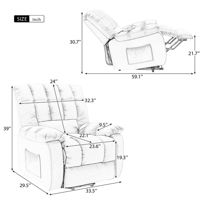 Massage Recliner Chair Electric Power Lift Recliner Chairs With Heat, Vibration, Side Pocket For Living Room Bedroom