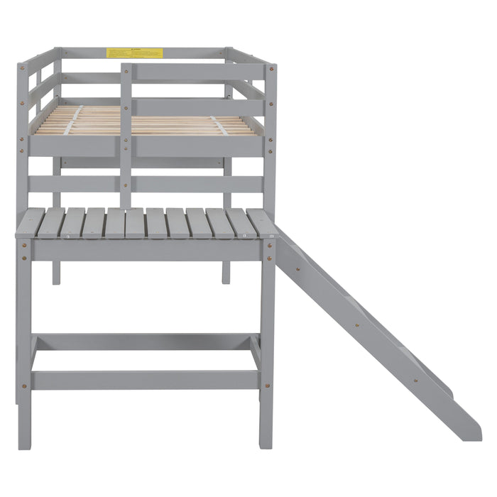 Twin Loft Bed With Platform, Ladder