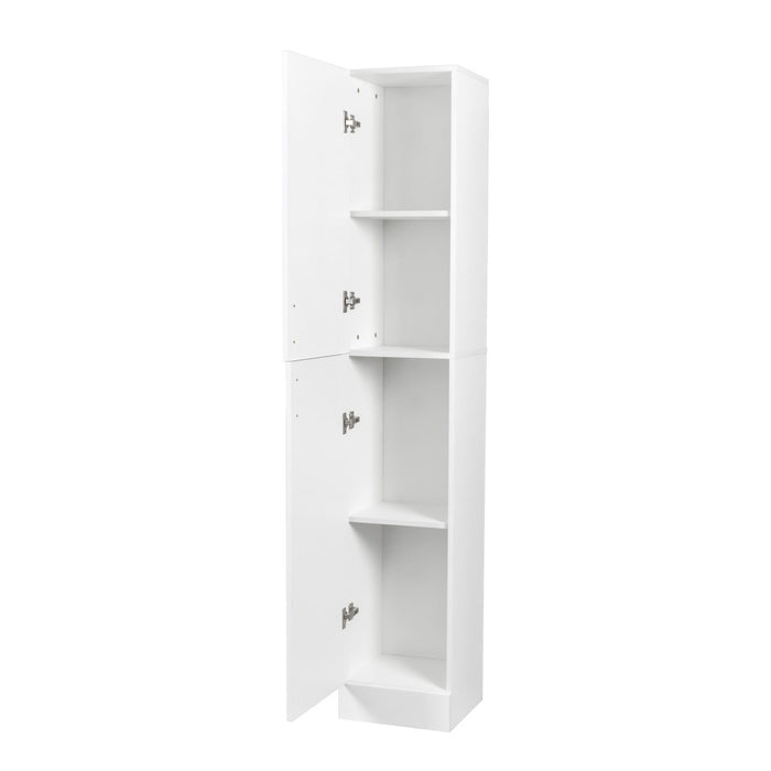 Freestanding Cabinet With Inadjustable Shelves And Two Doors For Kitchen, Dining Room - White