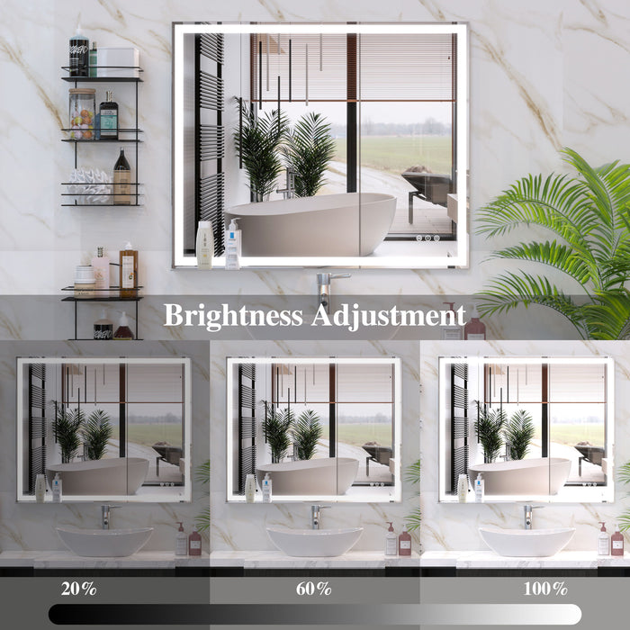 LED Bathroom Vanity Mirror Wall Mounted Adjustable White / Warm / Natural Lights Anti-Fog Touch Switch With Memory Modern Smart Large Bathroom Mirrors