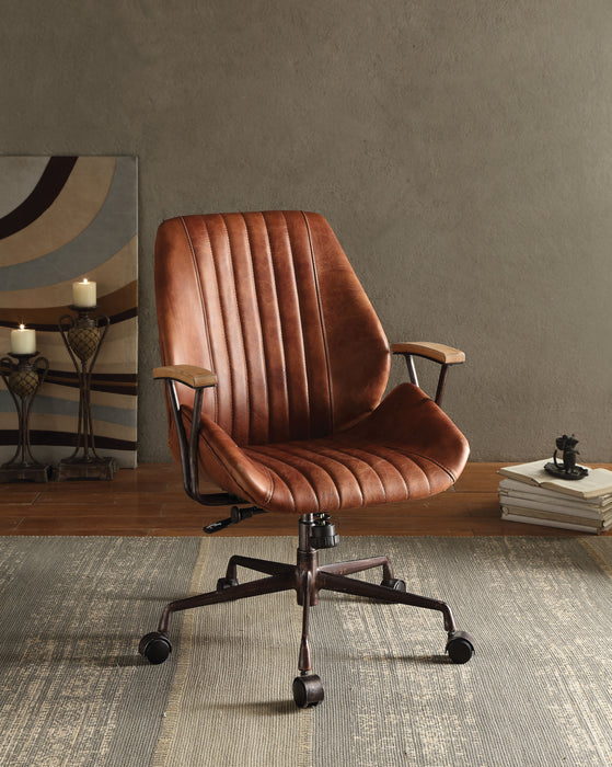 Brancaster - Aluminum Top Grain Leather Office Chair - Coffee