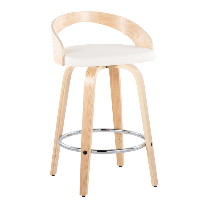 Grotto - Contemporary Fixed Height Counter Stool With Swivel With Round Footrest (Set of 2)