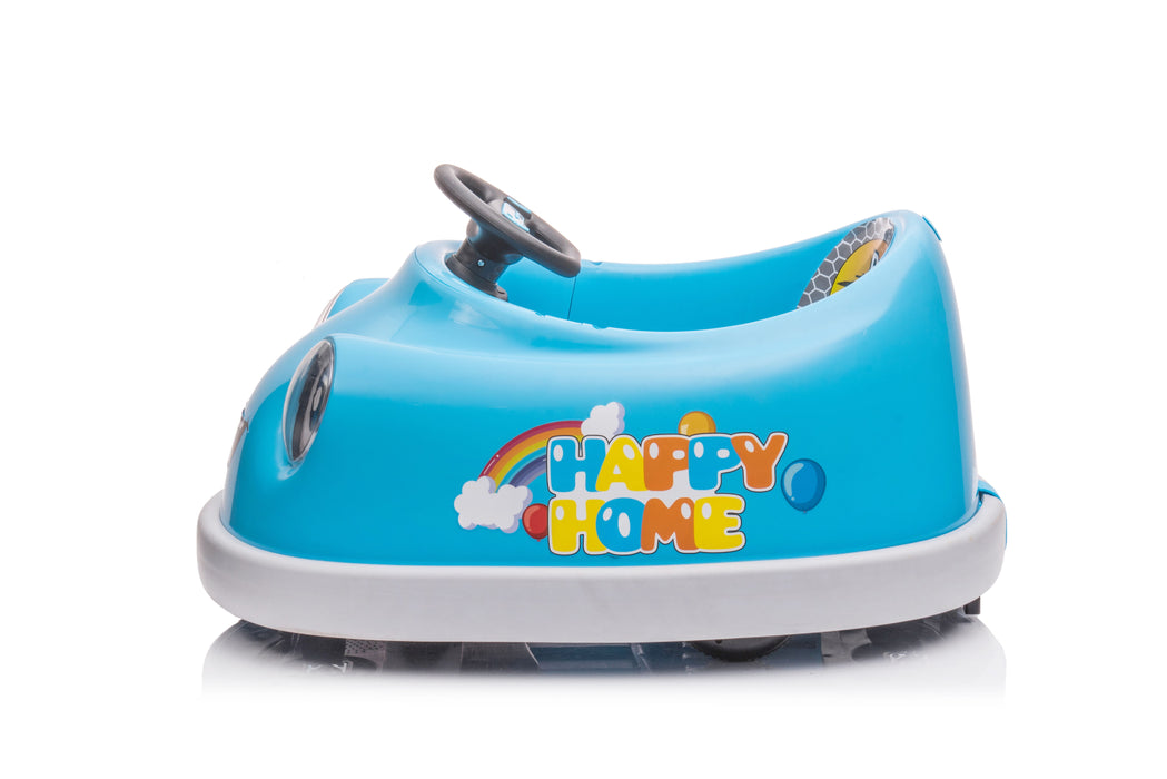 Bumper Car For Kids, 12V Dual Drive 1-6 Years Old Children's Electric Car With Pushrod Dinner Plate USB Bt Music Rocking Horse Mode Anti-Collision Bumper Ride On Car