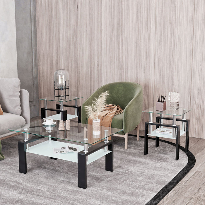 Modern Tempered Glass Tea Table, End Square Table For Living Room