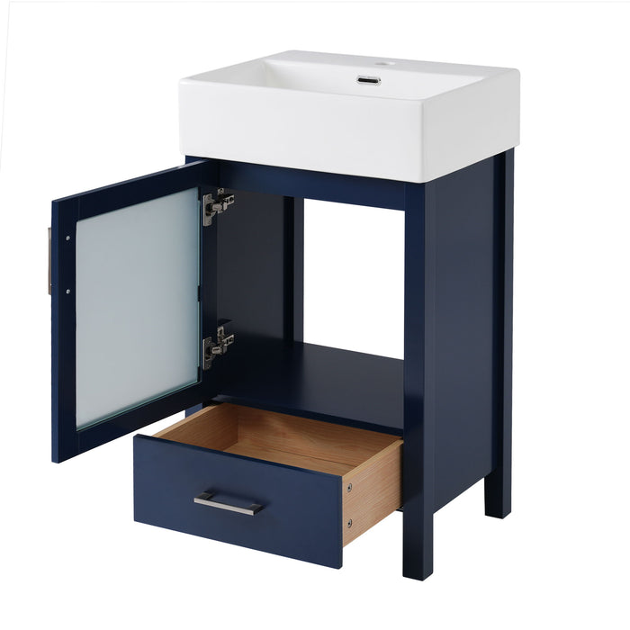 Bathroom Vanity With Ceramic Sink And Ample Storage, Ideal For Small Bathrooms