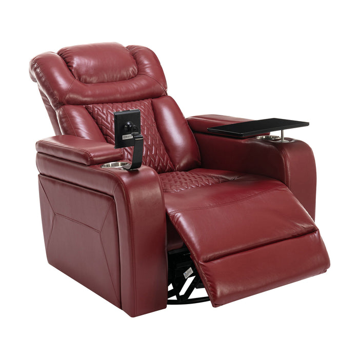 270° Swivel Power Recliner Individual Seat Home Theater Recliner With Comforable Backrest, Tray Table, Phone Holder, Cup Holder, USB Port, Hidden Arm Storage For Living Room