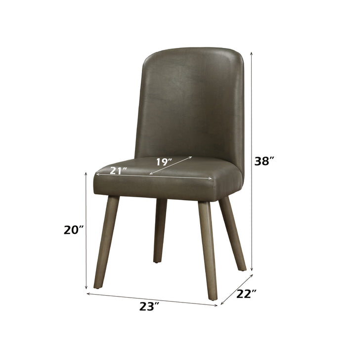 Waylon - Synthetic Leather Side Chair (Set of 2) - Gray / Oak