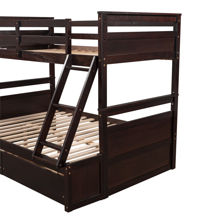 Twin Over Full Bunk Bed With Storage - Espresso