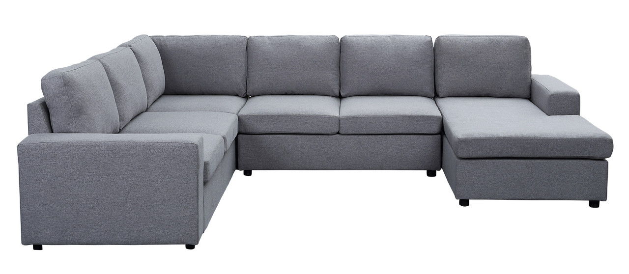 Warren - Linen 6 Seat Reversible Modular Sectional Sofa Chaise