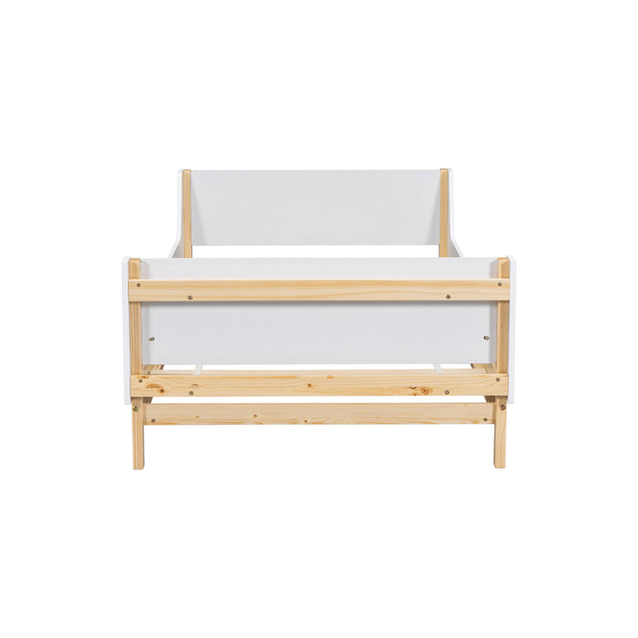 Bed With Headboard, Footboard, Safeguards, Built-In Bed-End Book Storage Rack