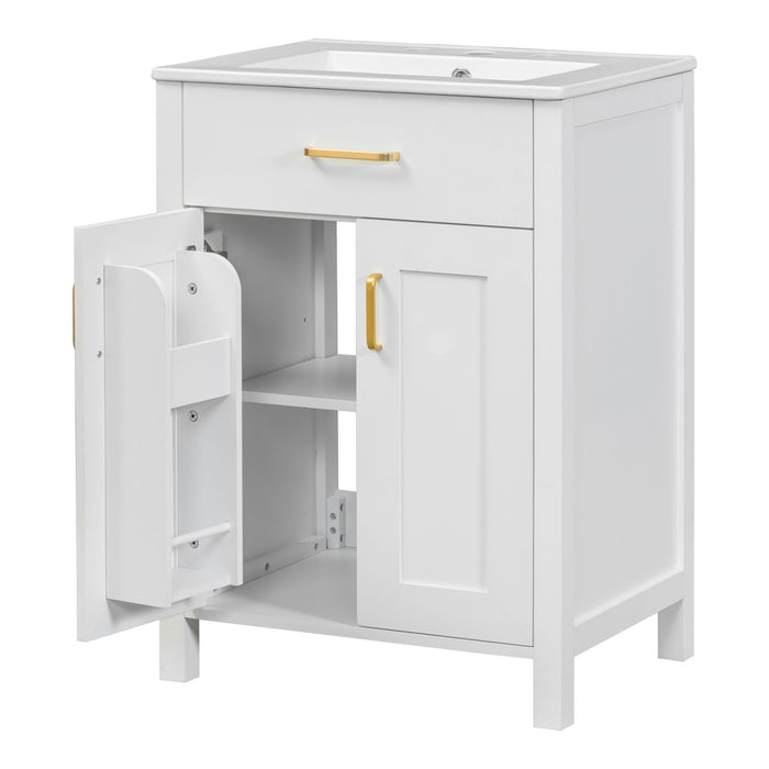 Bathroom Vanity Combo With Ceramic Sink, Luxurious Space-Saving Vanity, 2 Soft Close Doors