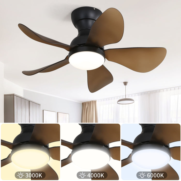 29" Low Profile Flush Mount Ceiling Fan With Light Reversible Motor Remote Control