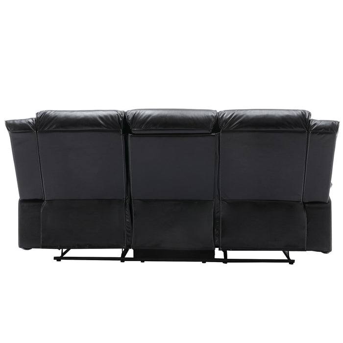 3 Seater Home Theater Recliner Manual Recliner Chair With A Led Light Strip Two Built-In Cup Holders For Living Room