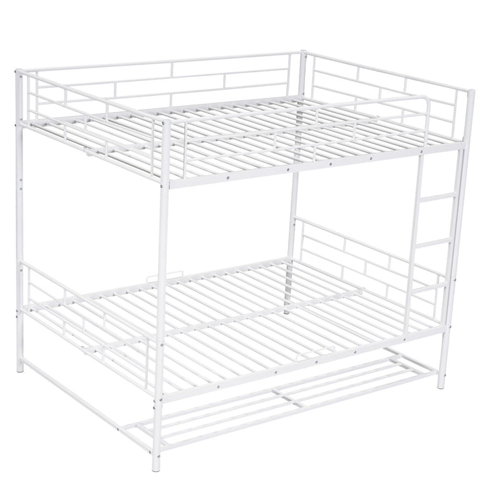 Metal Bunk Bed With Shelf And Guardrails