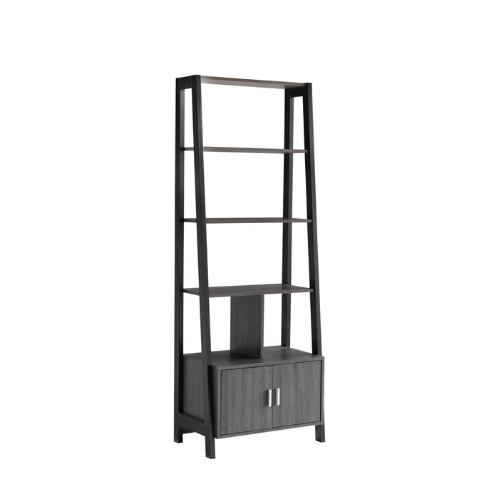 Modern Bookcase With Four Open Shelves And Two Door Cabinet - Black & Grey