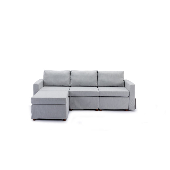 3 Seat Module Sectional Sofa Couch With 1 Ottoman For Living Room, Seat Cushion And Back Cushion Non-Removable And Non-Washable