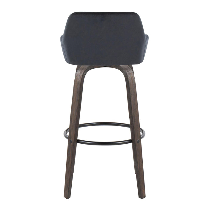 Daniella - Contemporary Fixed Height, Barstool With Swivel With Round Footrest (Set of 2)