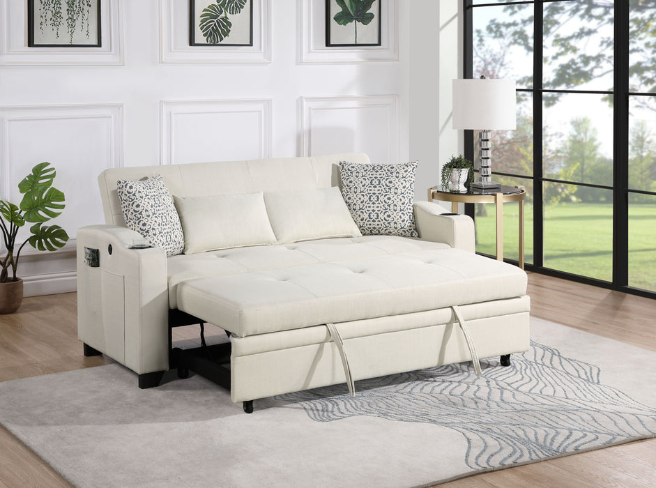 Bennett - 71"W Fabric Convertible Sleeper Loveseat with USB Charger and Cupholders