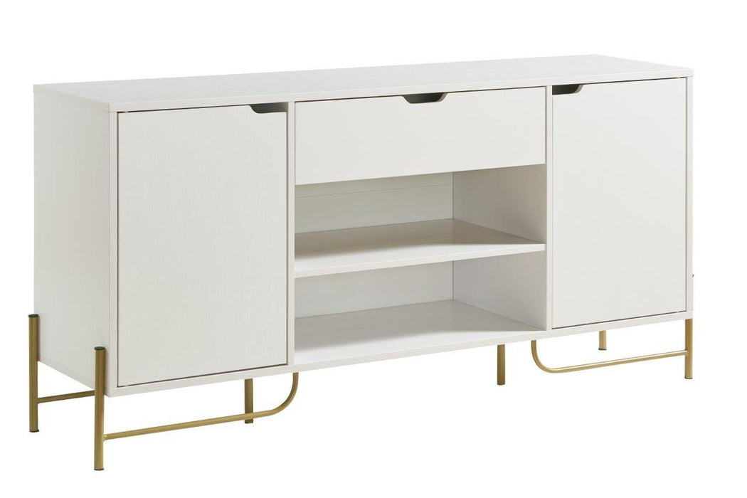 Buffet With Metal Legs With Two Door One Drawer Six Shelves