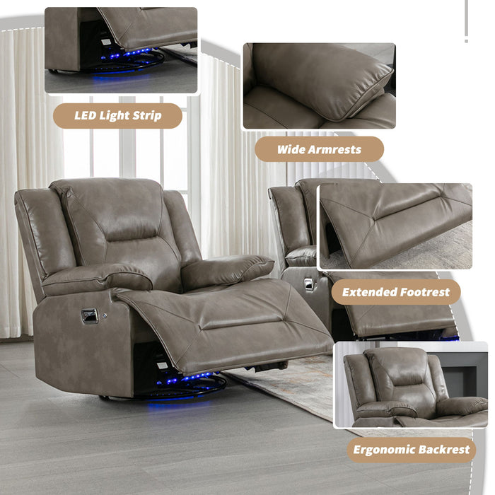 2 Seater Home Theater Recliner Manual Recliner Chair With A Led Light Strip Two Cup Holders And A Storage Box For Living Room