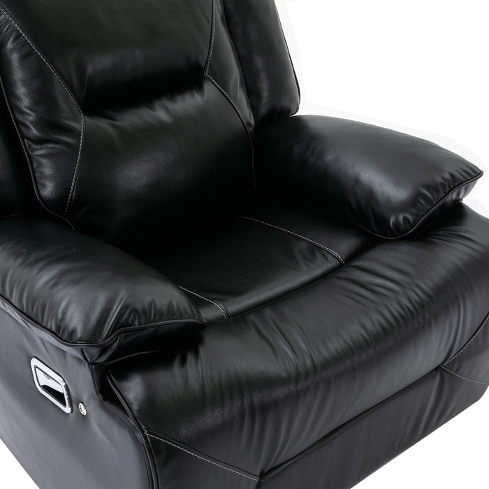 3 Seater Home Theater Recliner Manual Recliner Chair With A Led Light Strip Two Built-In Cup Holders For Living Room