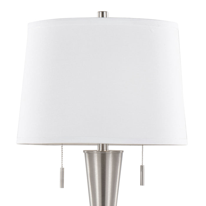 Jules - Contemporary Table Lamp Built In USB Port (Set of 2) - Nickel / White