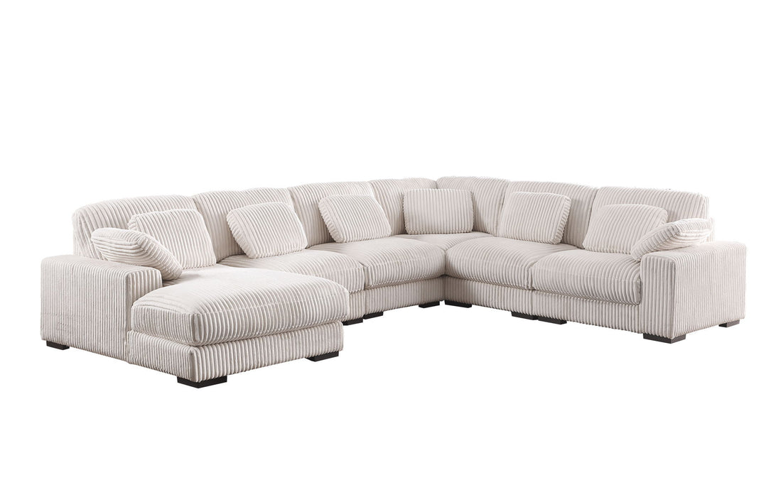 Nadine - 155.5"W Beige Corduroy Corner Sectional Sofa With Left-Facing Chaise