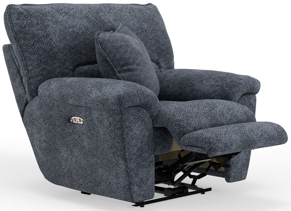 Paxon - Deep Seat Power Lay Flat Recliner With Power Adjustable Headrest - Smoke