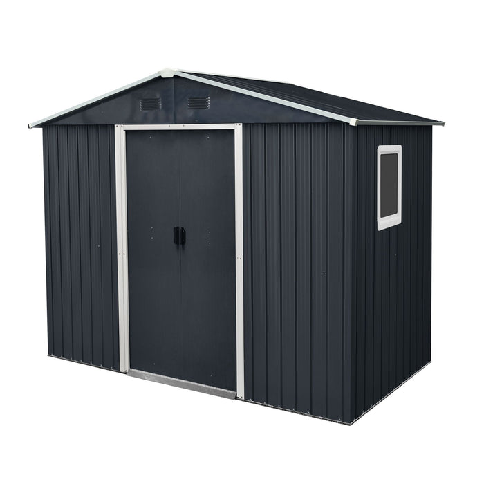 88.98" Outdoor Metal Storage Shed With Window