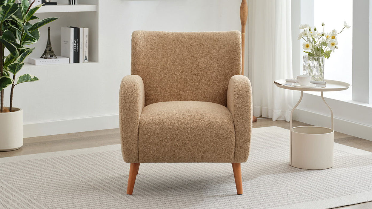 Modern Wing Back Lounge Chair Stylish Design, Soft Fabric, Solid Wood Legs, Durable Frame