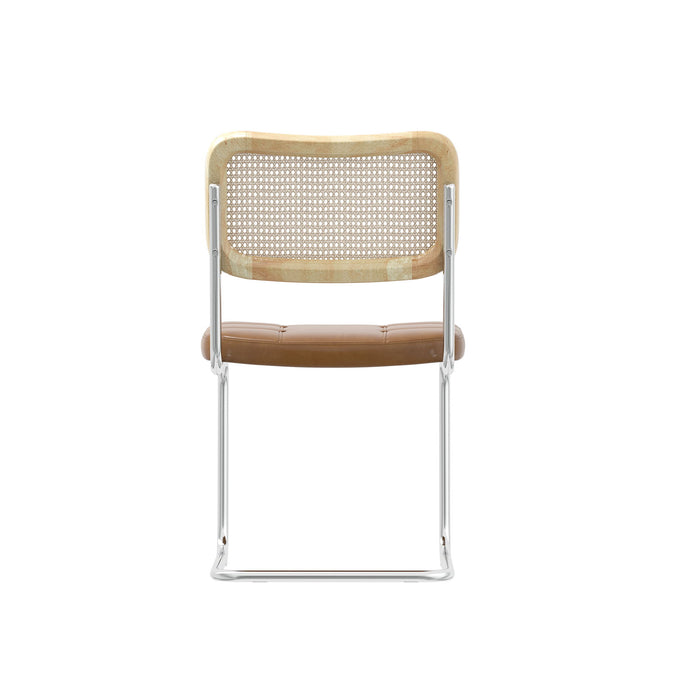 Leather Dining Chair With High-Density Sponge, Rattan Chair For Dining Room