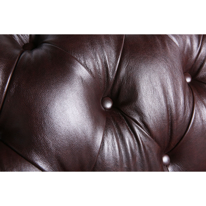 Traditional Tufted Leather Chesterfield Nailhead Sofa