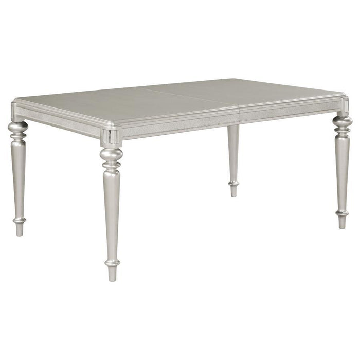 Bling Game - Rectangular Dining Table With Leaf - Metallic Platinum