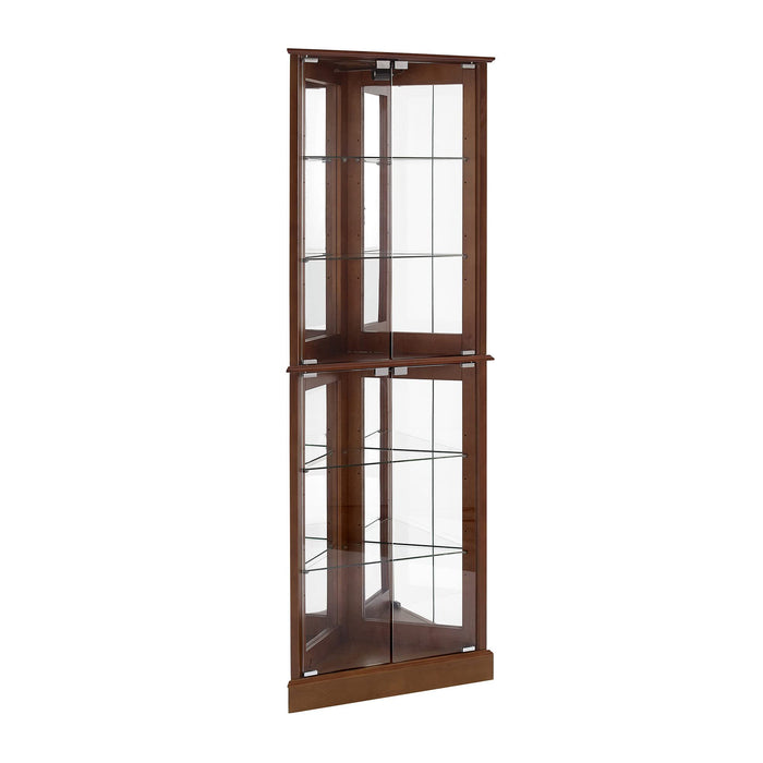 Corner Curio Dispaly Cabinet With Lights, Adjustable Tempered Glass Shelves, Mirrored Back (E26 Light Bulb Not Included)