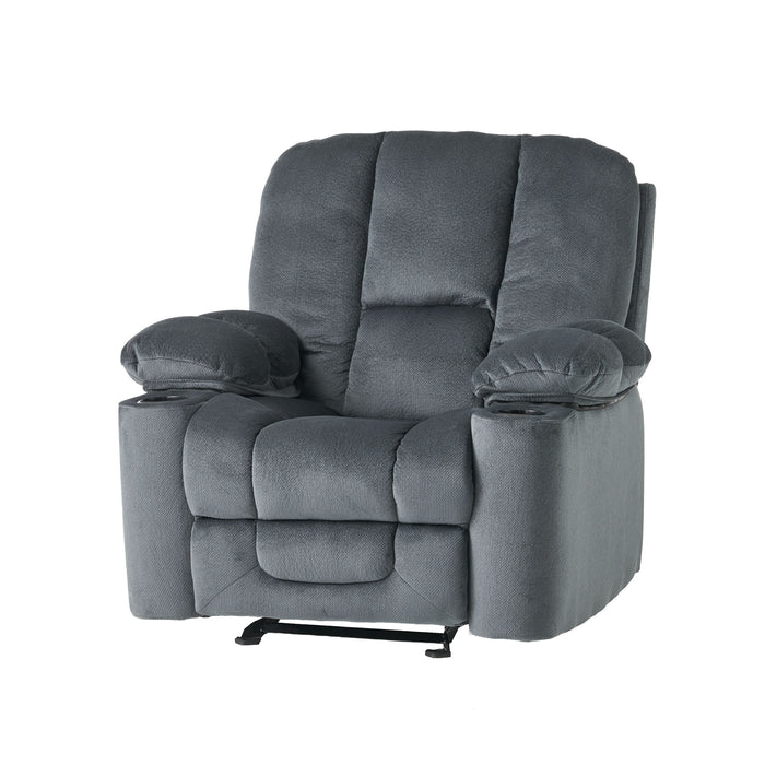 Luxurious Manual Recliner Chair With Skin-Friendly Fabric And Dual Cup Holders