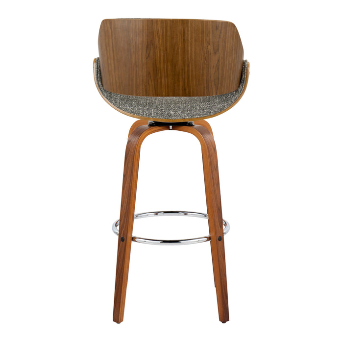 Fabrizzi - Mid Century Modern Fixed Height Barstool With Swivel With Round Footrest (Set of 2)