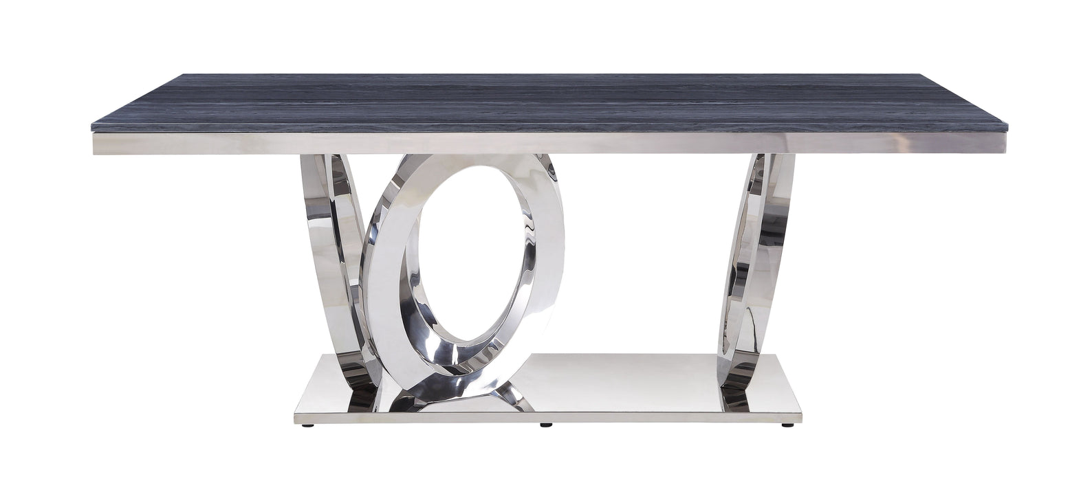 Zasir - Printed Faux Marble Top With Mirror Silver Coffee Table - Silver