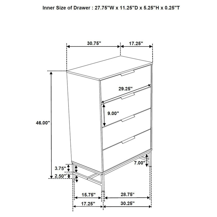 Sonora - 4-Drawer Bedroom Chest - White