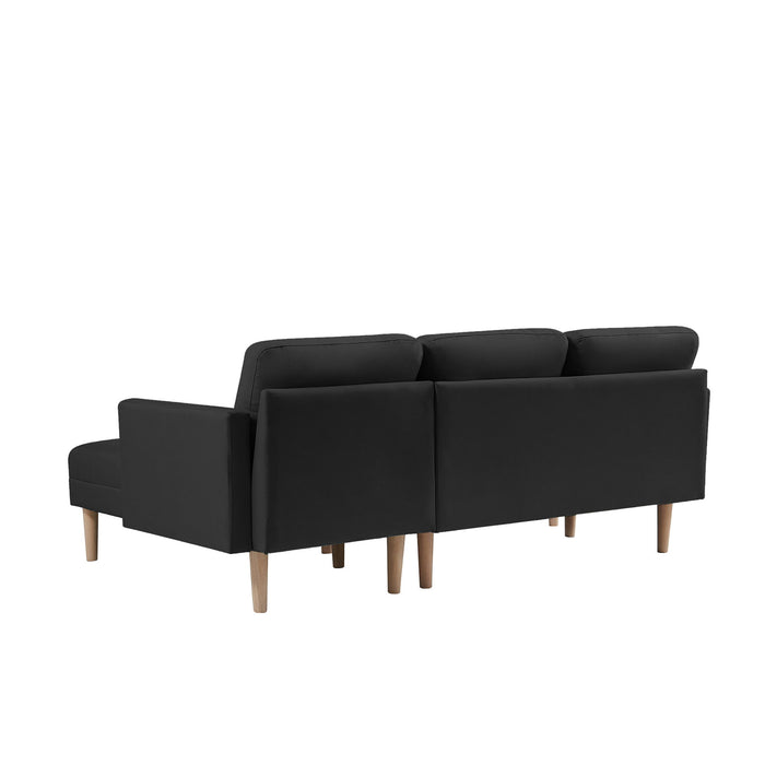 Fabric Right Facing Sectional Sofa Bed, L-Shape Sofa Chaise Lounge With Ottoman Bench